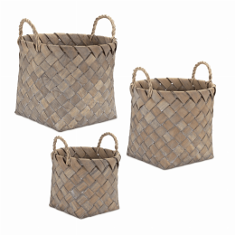 Basket (Set of 3) 9.5"D x 8.5"H, 12"D x 10.75"H, 13.5"D x 11.5"H Wicker