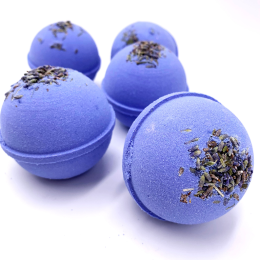 Lavender bath bomb with dry flowers