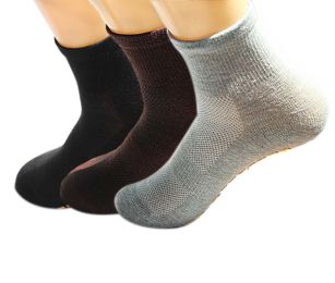 3 Pairs Adult Non-Skid Socks for Yoga Pilates Ballet Mens and Womens Comfy Slipper Socks