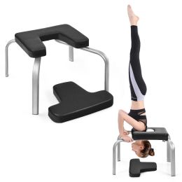 Yoga Headstand Bench Iron Legs w/ PVC Pads for Family Gym Relieve Fatigue
