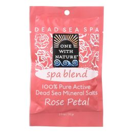 One With Nature Spa Blend Rose Petal Dead Sea Mineral Bath - Salt - Case of 6 - 2.5 oz.