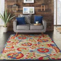 Indoor/Outdoor Multicolor 5'3" x 7'5" Area Rug; (5x7)