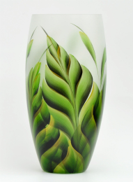 Handpainted glass vase (Color: Green, size: 12 inch)