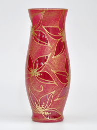 Handpainted glass vase (Color: Red, size: 12 inch)