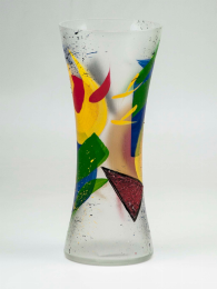 Handpainted glass vase (Color: Gray, size: 12 inch)