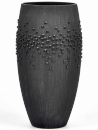 Handpainted glass vase (Color: Black Style #1, size: 12 inch)