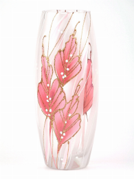 Glass Oval Vase (Color: Rose, size: 10 inch)