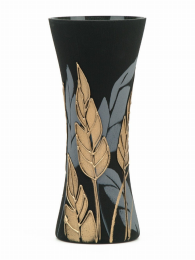 Handpainted glass vase (Color: Black Style #4, size: 12 inch)