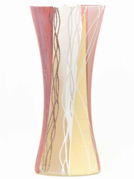 Handpainted glass vase (Color: Orange, size: 12 inch)