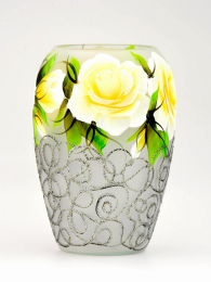 Handpainted glass vase (Color: Yellow, size: 6 inch)