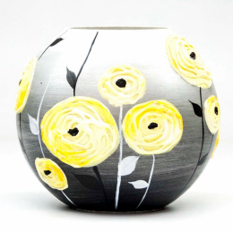 Handpainted glass vase (Color: Gray Style #2, size: 6 inch)