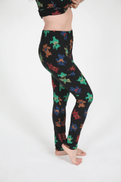 JERRI LEGGINGS Cotton Lycra Grateful Dead Bolt, Bear or SYF Printed Leggings (Color: Bear, size: Small (2-4))