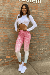 Ombre Animal Print High Waisted Legging (Color: Rose, size: Medium)