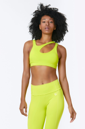 Wonder Cut Out Sports Bra (Color: Neon Yellow, size: Small)