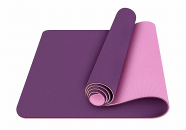 Eco Friendly Reversible Color Yoga Mat with Carrying Strap (Color: Purple)
