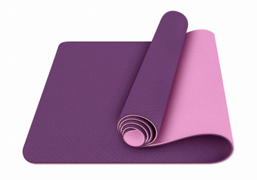 Eco Friendly Reversible Color Yoga Mat with Carrying Strap (Color: Purple)