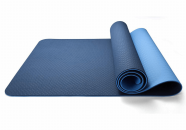 Eco Friendly Reversible Color Yoga Mat with Carrying Strap (Color: Blue)