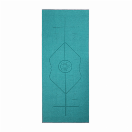 Yoga Mat Towel with Slip-Resistant Fabric and Posture Alignment Lines (Color: Active Teal)