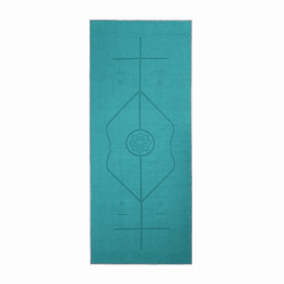 Yoga Mat Towel with Slip-Resistant Fabric and Posture Alignment Lines (Color: Active Teal)