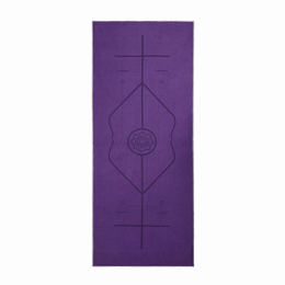 Yoga Mat Towel with Slip-Resistant Fabric and Posture Alignment Lines (Color: Primal Purple)