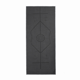 Yoga Mat Towel with Slip-Resistant Fabric and Posture Alignment Lines (Color: Slate Grey)