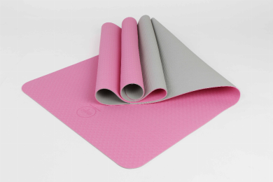2 Tone TPE Premium Yoga Mat (Color: Pink/Gray)