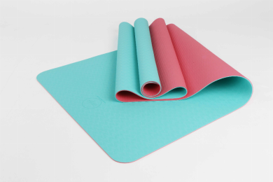 2 Tone TPE Premium Yoga Mat (Color: Blue/Pink)