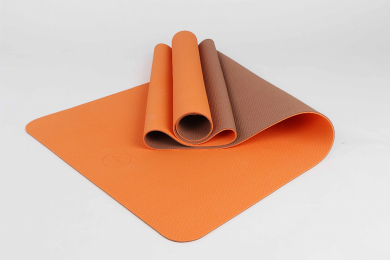 2 Tone TPE Premium Yoga Mat (Color: Orange/Brown)