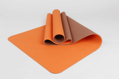 2 Tone TPE Premium Yoga Mat (Color: Orange/Brown)