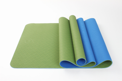 2 Tone TPE Premium Yoga Mat (Color: Green/Dark Blue)