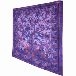 Tree of Life Birds Tapestry Colorful Indian Wall Decor (Color: Purple, size: 90 x 80)