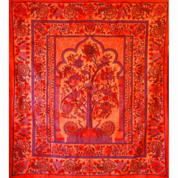 Tree of Life Birds Tapestry Colorful Indian Wall Decor (Color: Red, size: 90 x 80)