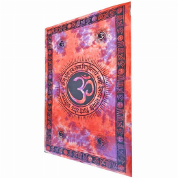 Aum Shanti Yoga Brushstroke Art Tie Dye Geometric Wall Tapestry (Color: Pink, size: 80 x 55)