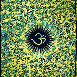 Om Echoes Tapestry (Color: Green, size: 90 x 80)