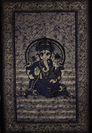 Ganesha Holding Lotus Flower In Batik Style Tie Dye Tapestry (Color: Purple, size: 80 x 55)