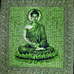Buddha In Meditation Batik Style Tapestry (Color: Green, size: 90 x 80)
