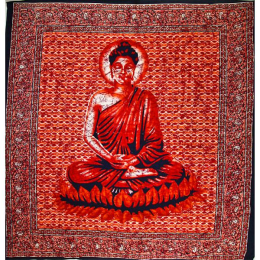 Buddha In Meditation Batik Style Tapestry (Color: Red, size: 90 x 80)