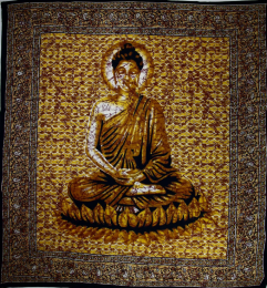 Buddha In Meditation Batik Style Tapestry (Color: Yellow, size: 90 x 80)
