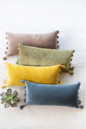 Velvet Lumbar Pillow (Color: Steel Blue)