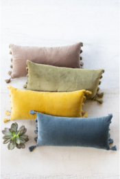 Velvet Lumbar Pillow (Color: Cobblestone)