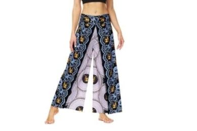 Boho Slit Wide Leg Pants / Workout Yoga Harem Pants (Color: Black)