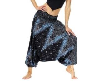 Flowy Boho Pants Harem Loose Yoga Pants (Color: Navy)
