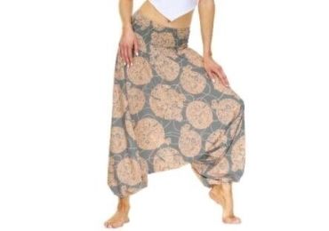Flowy Boho Pants Harem Loose Yoga Pants (Color: Gray)