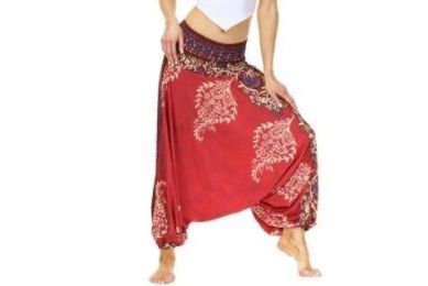 Flowy Boho Pants Harem Loose Yoga Pants (Color: Red)