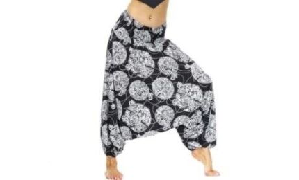 Flowy Boho Pants Harem Loose Yoga Pants (Color: Black)