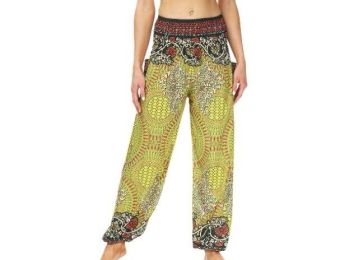 Harem Waist Yoga Beach Pants (Color: Yellow)