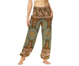 Harem Waist Yoga Beach Pants (Color: Green)