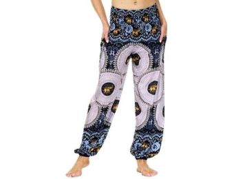 Harem Waist Yoga Beach Pants (Color: Navy)