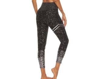Hot Stamping Leggings / Yoga Pants (Color: Black)