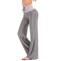 Wide Leg Pants-High Waisted Casual Yoga Lounge Pants (Color: 1)